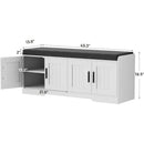 Axyaa Double-Layer Shoe Bench with Padded Seat, 4 Doors, Adjustable Shelves