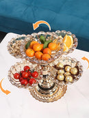 Axyaa Crystal Glass Rotating Fruit Plate: Multi-layered Snack & Candy Tray