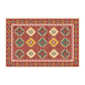 Axyaa Red Geometric Living Room Rug Festive Ethnic Style Christmas Decor Cozy Bedroom Mat