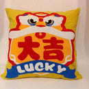 Axyaa 3D Lion Embroidery Velvet Tufted Cushion Pillow for Sofa, Home Decor