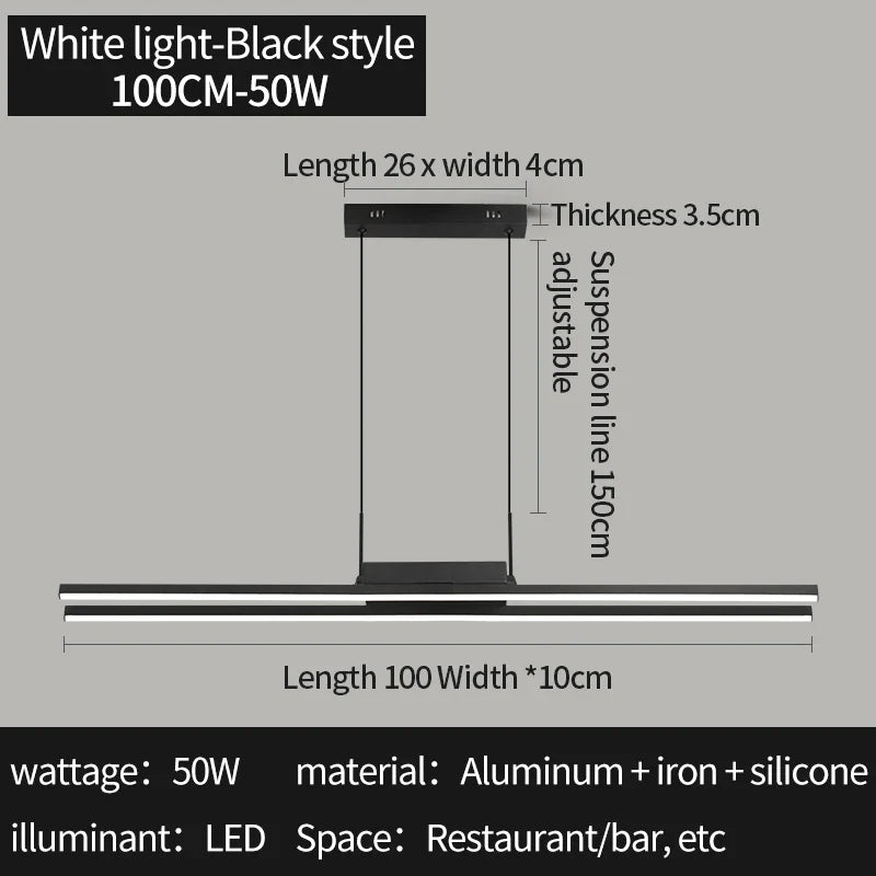 Axyaa LED Pendant Chandelier Black Minimalist Design for Bedroom, Restaurant, Living Room