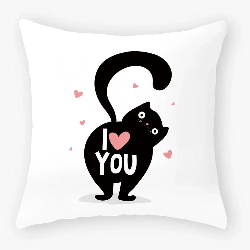 Axyaa Black Cat Pillowcase 45*45 Sofa Car Home Decor Cushion Cover