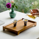 Axyaa Bamboo Tea Tray - Solid Wood Serving Tray for Kung Fu Tea Cup