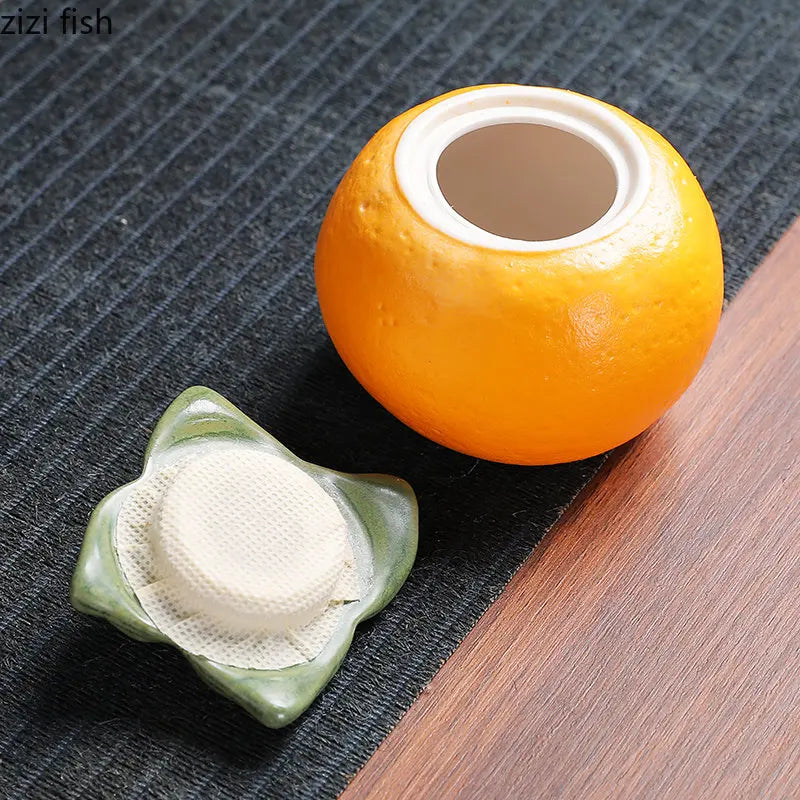 Axya Orange Tea Canister: Ceramic Airtight Storage Container for Coffee, Sugar, Tea