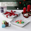 Axyaa Marble Grey Porcelain Dinner Plates Set - 8" Square Tableware Dish