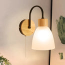 Axyaa Wood Base Glass Wall Lamp Sconce Modern LED Light Fixture