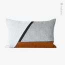 Axyaa Geometric Stitching Waist Pillow in Flannel and Leather - Nordic Minimalist Design