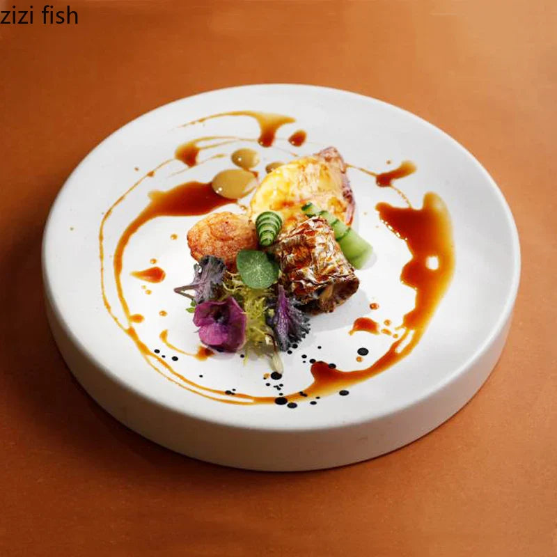 Axya Ceramic Sashimi Plate Set - Special Restaurant Dish Tray for Pasta, Appetizer, Snack