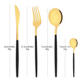 Axyaa Black Gold Cutlery Fork Set - 4Pcs Stainless Steel Dinnerware Teaspoon Utensils