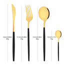 Axyaa Black Gold Cutlery Fork Set - 4Pcs Stainless Steel Dinnerware Teaspoon Utensils
