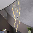 Axyaa Crystal Chandelier Stair Pendant Living Room Light Modern Interior Lighting