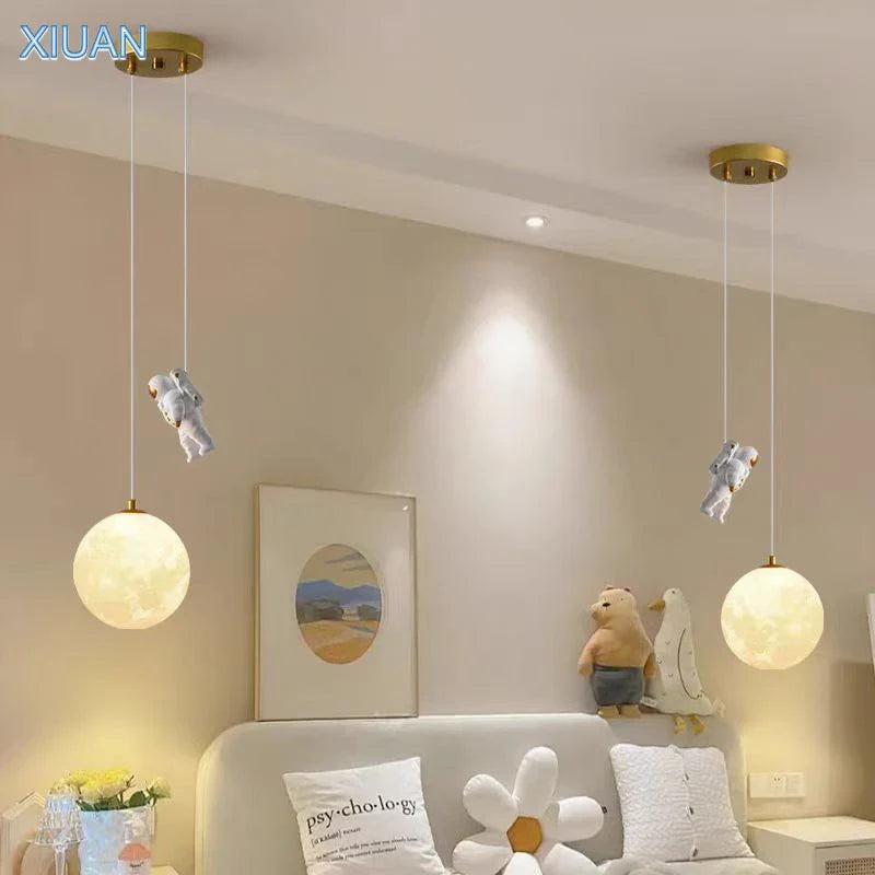 Axyaa Astronaut Pendant Moon Lamp with LED for Kids Room