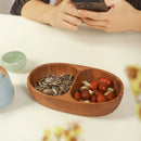 Axyaa Acacia Wood Snack Plate & Salad Bowl Set - Chinese Style Multi-cell Design