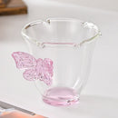 Axyaa Espresso Glass Tea Cup 80ml - High Borosilicate Heat-Resistant Butterfly Design