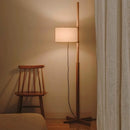 Axyaa Nordic Wood Fabric Shade LED Floor Lamp for Home Decor