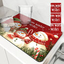 Axyaa Christmas Desk Drain Pad: Non-slip Heat Resistant Dish Drying Mat