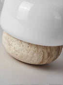 Axya Cream Mushroom Table Lamp: Warm, Retro Stone Light for Bedroom Beauty