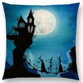 Cute Cat Moon Night Wonderland Witch Halloween Dance Pillow Cover by Axyaa