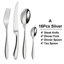 Axyaa Stainless Steel Cutlery Set - 24Pcs Mirror Knife Fork Spoon Dinner Flatware