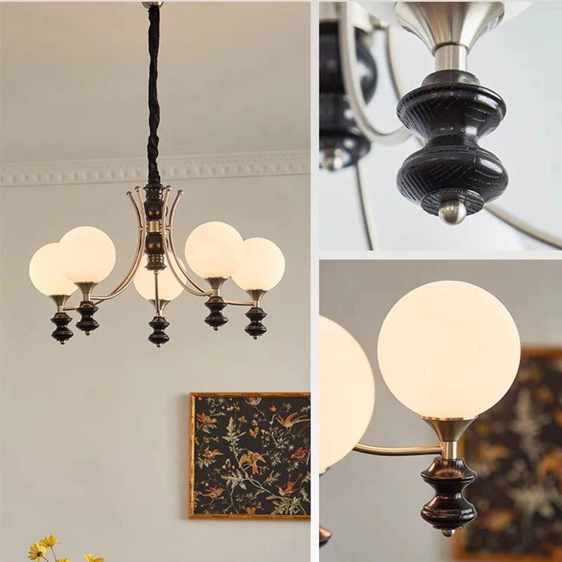 Axyaa Walnut Chandelier, Retro Designer Branch Lighting