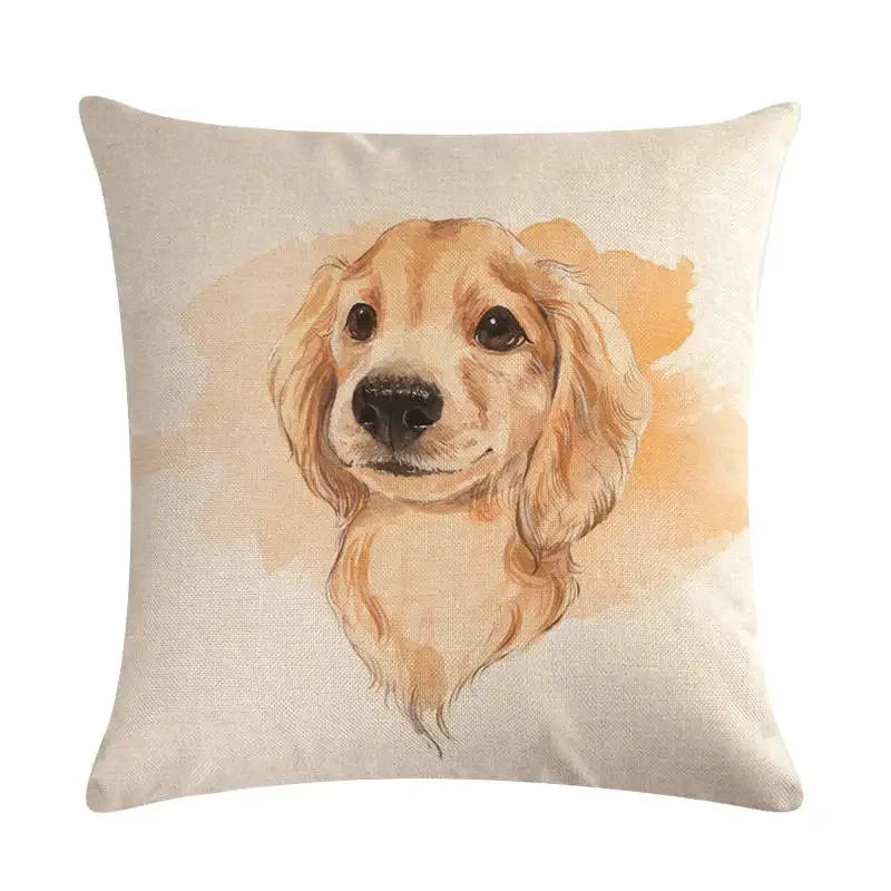 Cartoon Dog Cushion Cover by Axyaa - Linen Pet Pillow for Home Office Sofa Decor