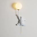 Axyaa Polar Bear Moon Wall Lamp: Cute 3D Cartoon Light for Kids' Bedroom.