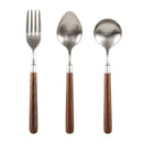 Axyaa Vintage Walnut Handle Stainless Steel Spoon and Fork Main Dining Set