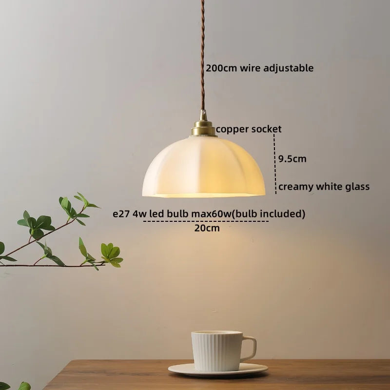 Axyaa White Ceramic LED Pendant Light Fixture with Copper Nordic Design