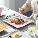 Axyaa Flora 30-Piece Marble Pink Porcelain Dinnerware Set