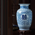 Axyaa 34cm Blue and White Porcelain Vase Antique Chinese Style Flower Arrangement