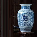 Axyaa 34cm Blue and White Porcelain Vase Antique Chinese Style Flower Arrangement