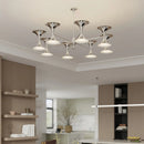 Axyaa Silver Horn Chandelier: Bauhaus Chrome Pendant Lights with 8/10 Heads for Home Decor