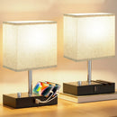Axyaa Grey Bedside Lamp with USB C Ports and Phone Stands