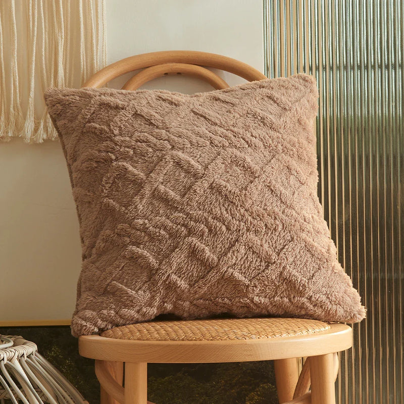 Axyaa Short Fleece Pillow Cover 18x18 for Living Room Sofa & Home Decor