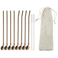 Axyaa Stainless Steel Reusable Colorful Straw Spoon for Cocktails and Coffee