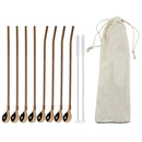Axyaa Stainless Steel Reusable Colorful Straw Spoon for Cocktails and Coffee