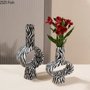 Axyaa Zebra Stripes Ceramic Vase Small Mouth Flower Arrangement Hydroponic Vase