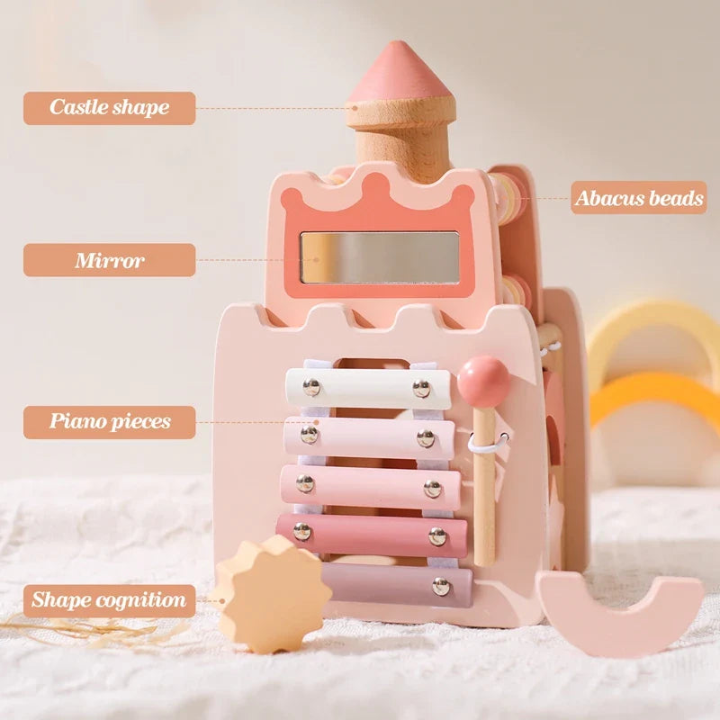 Axya Geometric Castle Block Puzzle: Kids Montessori Wooden Educational Toy