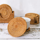 Axyaa Rattan Table Mats Set, Heat Resistant, Scald Resistant, Dining Coasters, Household Use
