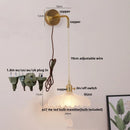 Axyaa Copper LED Wall Lamp Sconce with Glass Shade & Pull Chain Switch