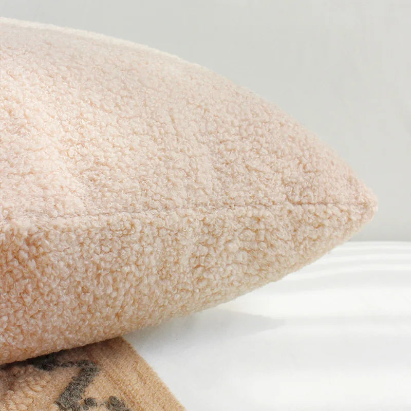 Axyaa Teddy Faux Fur Cushion Cover 30x50 Throw Pillow Cover White Sofa Decor