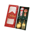 Axyaa Christmas Spoon Fork Set 2/4Pcs, Festive Dessert Fruit Fork, Santa Elk Doll Spoon