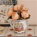 Axyaa Ceramic Vase & Flower Arrangement Set - Home Decor Crafts