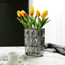 Axyaa Clear Glass Vase Square Hydroponic Flower Pots Floral Arrangement Desk Decor