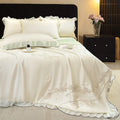 Axyaa Embroidered Silk Lace Summer Quilt Set