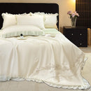 Axyaa Embroidered Silk Lace Summer Quilt Set