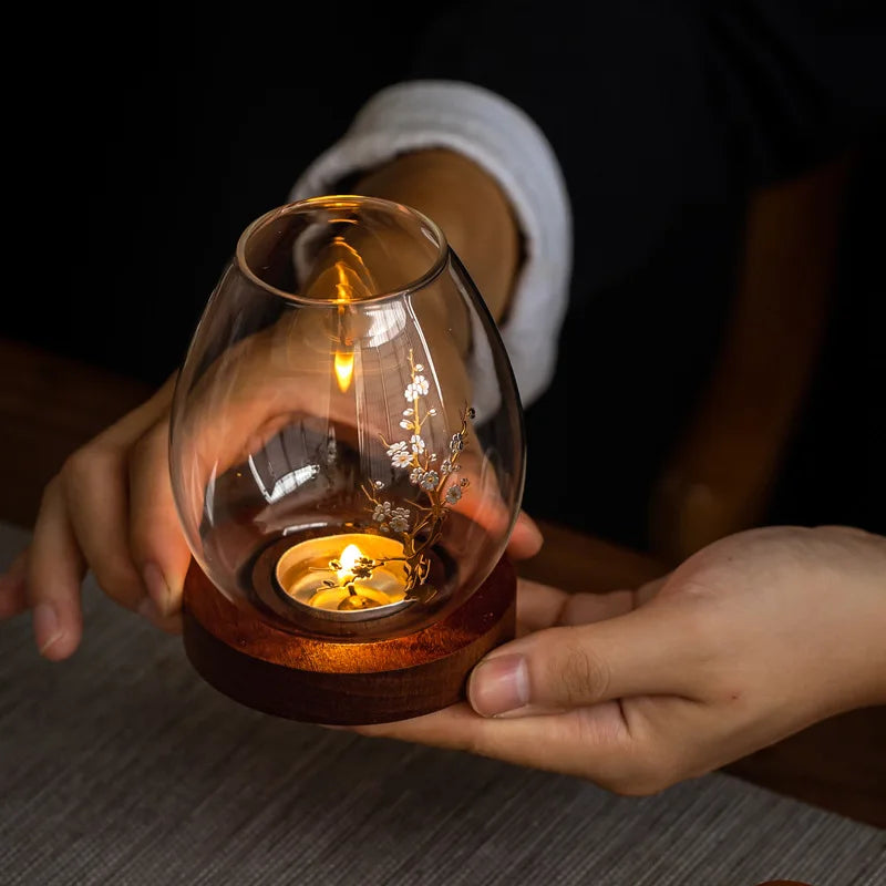Axya Glass Candle Holder: Chinese Style Zen Decor for Romantic Dinner & Home Décor