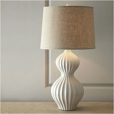 Axyaa White Ceramic Table Lamps for Living Room Bedroom Bedside