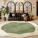 Axyaa Fluffy Green French Carpet: Soft, Waterproof Area Rug for Living Room & Bedroom