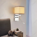 Axyaa LED Fabric Lampshade Wall Light with USB Charging Port & Adjustable Angle